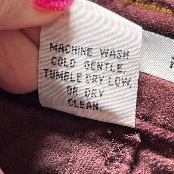 CAbi Burgundy Velour Pants 10 Velvet MidRise Straight Leg Rivets Gold Stitching - Picture 8 of 13